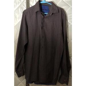 Luciano Visconti Men's Long Sleeve Button Up Shirt 100% Cotton Blue Plaid Size L